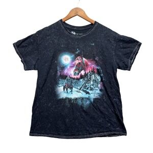 The Witcher Game Show Book Series T Shirt Black Acid Wash With Horse Indie sz M